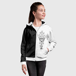 Толстовка на молнии детская Вегвизир и став бессмертия в рунах, цвет: 3D-белый — фото 2