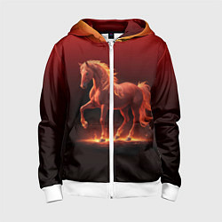 Детская толстовка на молнии Узор с конем огнем