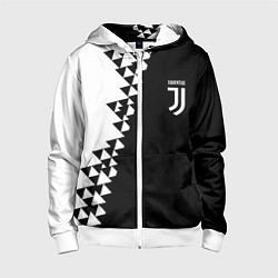 Детская толстовка на молнии Juventus черно белая геометрия текстура