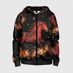 Детская толстовка на молнии Огненные лошади - паттерн