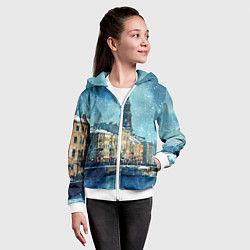 Толстовка на молнии детская Снегопад в Санкт-Петербурге, цвет: 3D-белый — фото 2