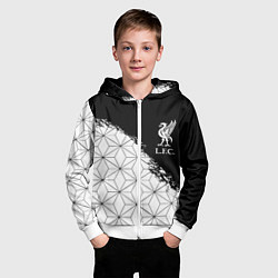 Толстовка на молнии детская Liverpool краски текстура геометрия, цвет: 3D-белый — фото 2