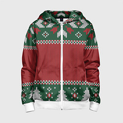 Детская толстовка на молнии Новогодний узор вязаный