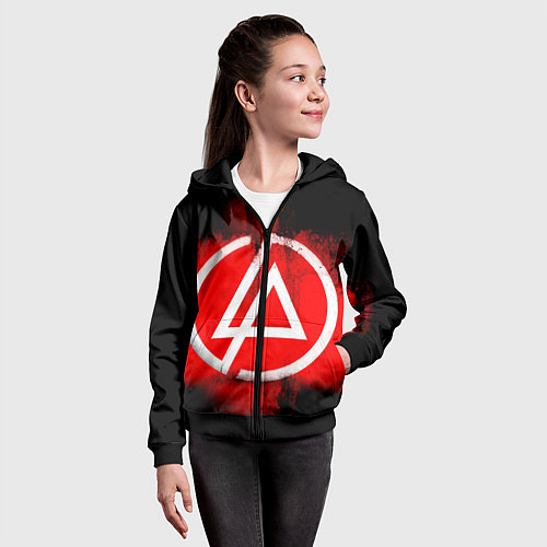 Детская толстовка на молнии Linkin Park: Red style / 3D-Черный – фото 4