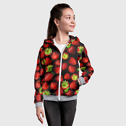 Толстовка на молнии детская Клубничка, цвет: 3D-меланж — фото 2