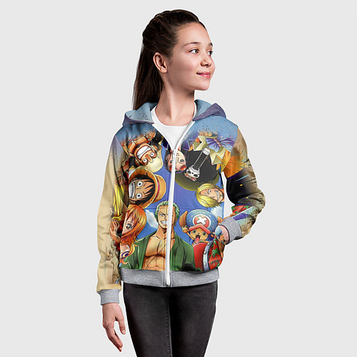 Детская толстовка на молнии One Piece / 3D-Меланж – фото 4