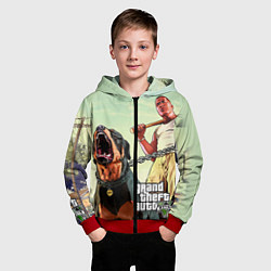 Толстовка на молнии детская GTA 5: Franklin Clinton, цвет: 3D-красный — фото 2