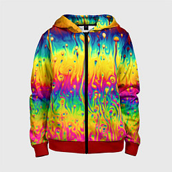 Толстовка на молнии детская Tie dye, цвет: 3D-красный