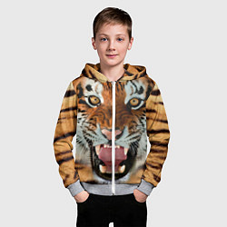Толстовка на молнии детская Взгляд тигра, цвет: 3D-меланж — фото 2