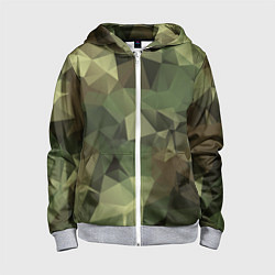 Толстовка на молнии детская Полигональный камуфляж, цвет: 3D-меланж
