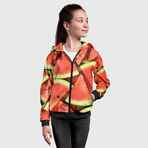 Детская толстовка на молнии Дольки арбуза / 3D-Черный – фото 4