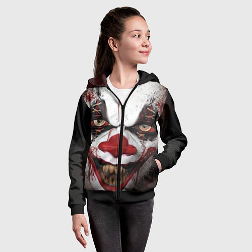 Детская толстовка на молнии Зомби клоун / 3D-Черный – фото 4
