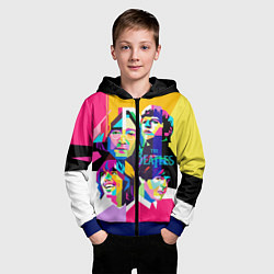 Толстовка на молнии детская The Beatles: Poly-art, цвет: 3D-синий — фото 2