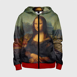 Толстовка на молнии детская Леонардо да Винчи - Мона Лиза, цвет: 3D-красный