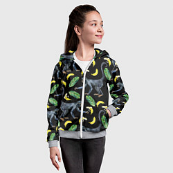 Толстовка на молнии детская Обезьянки и бананы, цвет: 3D-меланж — фото 2