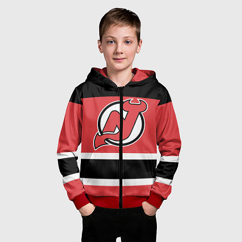 Детская толстовка на молнии New Jersey Devils / 3D-Красный – фото 3