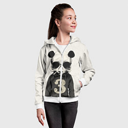 Толстовка на молнии детская Скелет панды, цвет: 3D-белый — фото 2