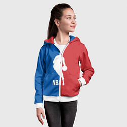 Толстовка на молнии детская Эмблема NBA, цвет: 3D-белый — фото 2