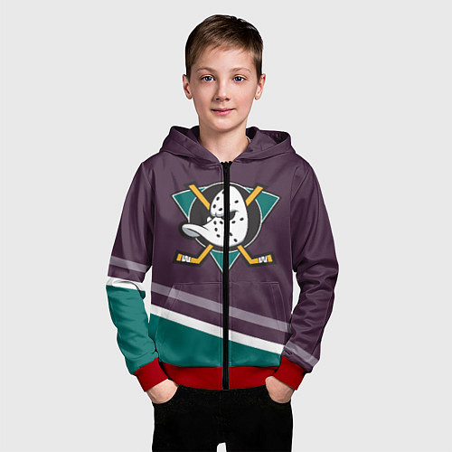 Детская толстовка на молнии Anaheim Ducks Selanne / 3D-Красный – фото 3