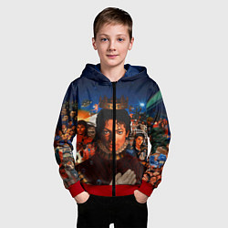 Толстовка на молнии детская Michael Jackson: Pop King, цвет: 3D-красный — фото 2
