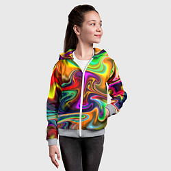 Толстовка на молнии детская Неоновые разводы, цвет: 3D-меланж — фото 2