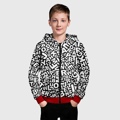 Детская толстовка на молнии Английский алфавит / 3D-Красный – фото 3