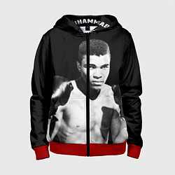 Толстовка на молнии детская Muhammad Ali, цвет: 3D-красный