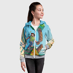 Толстовка на молнии детская Minecraft Woodcutter, цвет: 3D-меланж — фото 2