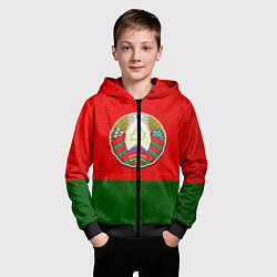 Толстовка на молнии детская Герб Беларуси, цвет: 3D-черный — фото 2