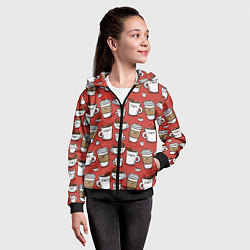 Толстовка на молнии детская Веселые чашки кофе, цвет: 3D-черный — фото 2