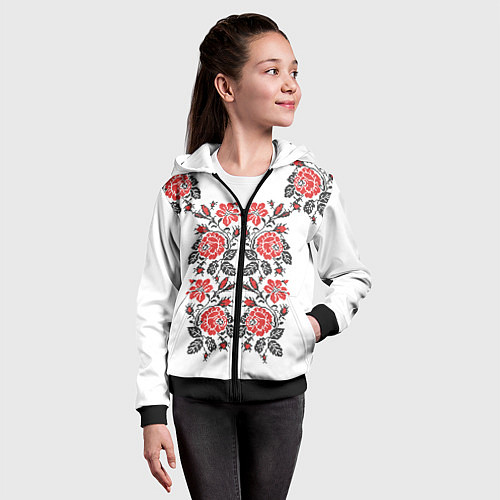 Детская толстовка на молнии Вышивка 28 / 3D-Черный – фото 4