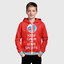 Толстовка на молнии детская Keep Calm & Love Volleyball, цвет: 3D-меланж — фото 2