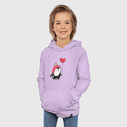Толстовка детская хлопковая Пингвин с шариком, цвет: лаванда — фото 2