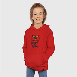 Толстовка детская хлопковая Owl: Smart and humble, цвет: красный — фото 2