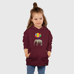 Толстовка детская хлопковая Воздушный слоник, цвет: меланж-бордовый — фото 2