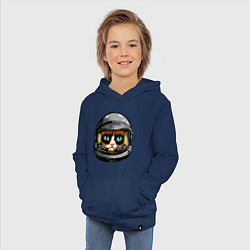 Толстовка детская хлопковая Кот космонавт, цвет: тёмно-синий — фото 2