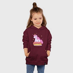 Толстовка детская хлопковая Единорог на пончике, цвет: меланж-бордовый — фото 2