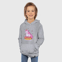 Толстовка детская хлопковая Единорог на пончике цвета меланж — фото 2