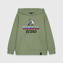 Толстовка детская хлопковая Russia judo, цвет: авокадо