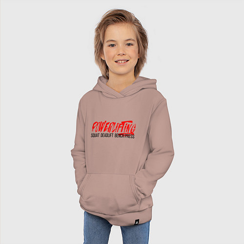 Детская толстовка-худи Powerlifting its deadlift, squat, bench press / Пыльно-розовый – фото 3