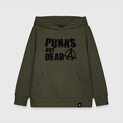 Толстовка детская хлопковая Punks not dead, цвет: хаки