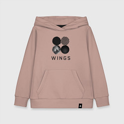 Толстовка детская хлопковая BTS Wings, цвет: пыльно-розовый