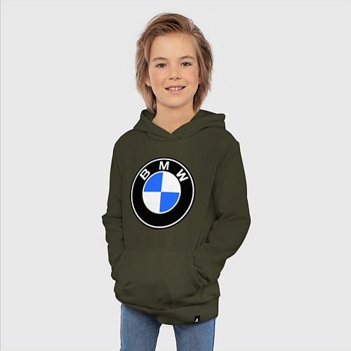 Детская толстовка-худи Logo BMW / Хаки – фото 3