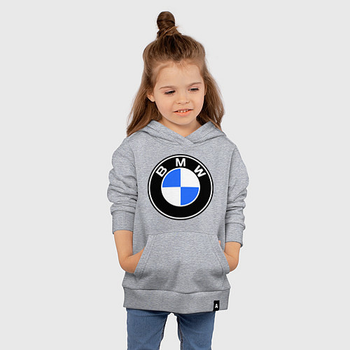 Детская толстовка-худи Logo BMW / Меланж – фото 4