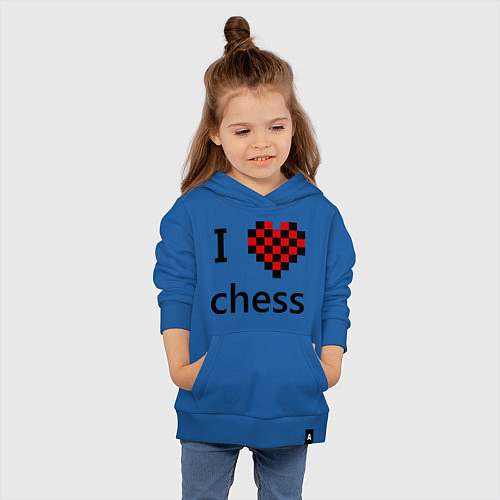 Детская толстовка-худи I love chess / Синий – фото 4