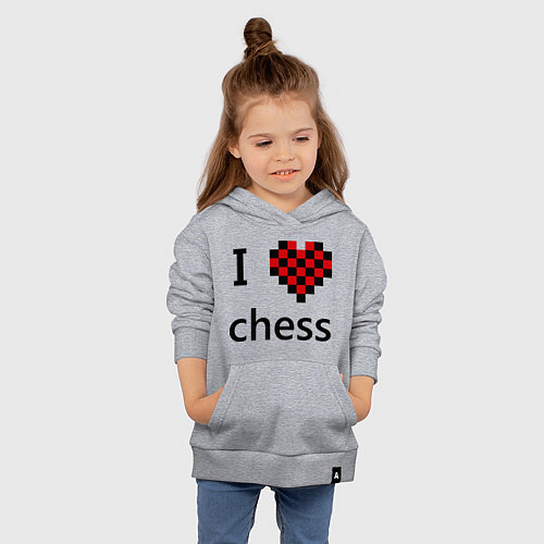 Детская толстовка-худи I love chess / Меланж – фото 4