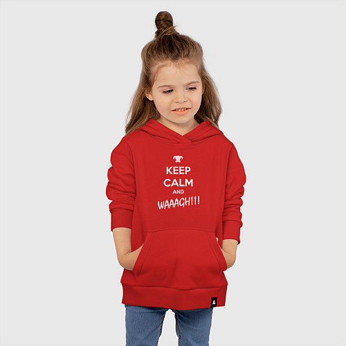 Детская толстовка-худи Keep Calm & WAAAGH / Красный – фото 4