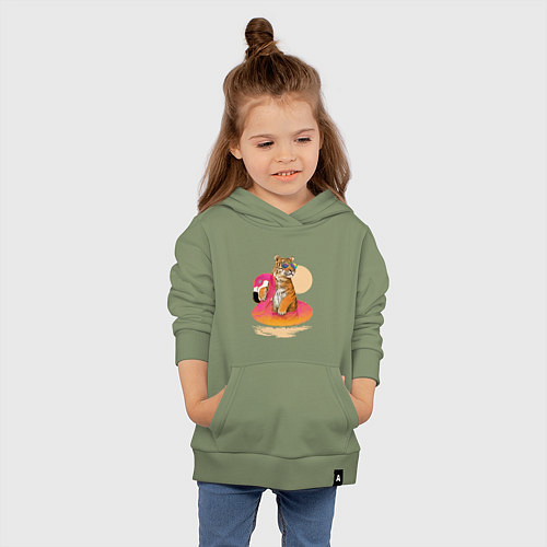 Детская толстовка-худи Тигр на фламинго / Авокадо – фото 4