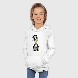 Толстовка детская хлопковая Скелет в кепке, цвет: белый — фото 2