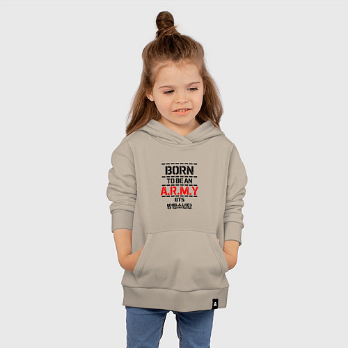 Детская толстовка-худи Born to be an ARMY BTS / Миндальный – фото 4